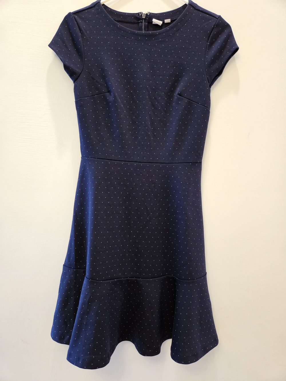 GAP Navy Micro-Polka Dot Fit & Flare Mini Dress